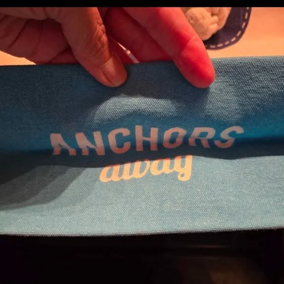 Nautical Anchor Canvas Tote Bag - Blue and Cream - Picture 3 of 3